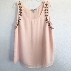 WD. NY Peach Orange Sequined Beaded Top Sz Medium